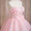 Elegant Blushing Pink Pearl Appliques Cascading Ruffles Prom Dresses 2024 Ball Gown Strapless Sleeveless Backless Floor-Length / Long Prom Formal Dresses
