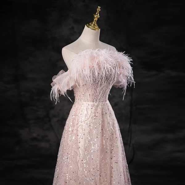 Charmant Rougissant Rose Perlage Paillettes Gland Robe De Bal 2023 Princesse Bustier Sans Manches Dos Nu Longue Promo Robe De Ceremonie