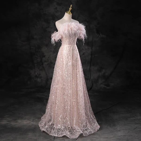 Charmant Rougissant Rose Perlage Paillettes Gland Robe De Bal 2023 Princesse Bustier Sans Manches Dos Nu Longue Promo Robe De Ceremonie