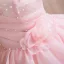 Elegant Blushing Pink Pearl Appliques Cascading Ruffles Prom Dresses 2024 Ball Gown Strapless Sleeveless Backless Floor-Length / Long Prom Formal Dresses
