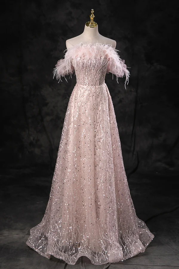 Charmant Rougissant Rose Perlage Paillettes Gland Robe De Bal 2023 Princesse Bustier Sans Manches Dos Nu Longue Promo Robe De Ceremonie