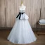 Fashion Silver Grey Glitter Prom Dresses 2024 Ball Gown Strapless Sleeveless Backless Bow Sash Floor-Length / Long Prom Formal Dresses