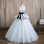 Fashion Silver Grey Glitter Prom Dresses 2024 Ball Gown Strapless Sleeveless Backless Bow Sash Floor-Length / Long Prom Formal Dresses