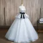 Fashion Silver Grey Glitter Prom Dresses 2024 Ball Gown Strapless Sleeveless Backless Bow Sash Floor-Length / Long Prom Formal Dresses