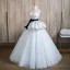 Fashion Silver Grey Glitter Prom Dresses 2024 Ball Gown Strapless Sleeveless Backless Bow Sash Floor-Length / Long Prom Formal Dresses