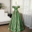 Bling Bling Vert Paillettes Robe De Bal 2024 Robe Boule De l'épaule Manches Courtes Dos Nu Longue Promo Robe De Ceremonie