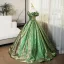 Bling Bling Vert Paillettes Robe De Bal 2024 Robe Boule De l'épaule Manches Courtes Dos Nu Longue Promo Robe De Ceremonie