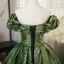 Bling Bling Vert Paillettes Robe De Bal 2024 Robe Boule De l'épaule Manches Courtes Dos Nu Longue Promo Robe De Ceremonie