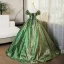 Bling Bling Vert Paillettes Robe De Bal 2024 Robe Boule De l'épaule Manches Courtes Dos Nu Longue Promo Robe De Ceremonie