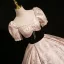 Elegant Blushing Pink Glitter Pearl Prom Dresses 2024 Ball Gown Square Neckline Puffy Short Sleeve Backless Floor-Length / Long Prom Formal Dresses