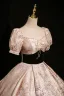 Elegant Blushing Pink Glitter Pearl Prom Dresses 2024 Ball Gown Square Neckline Puffy Short Sleeve Backless Floor-Length / Long Prom Formal Dresses