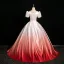 Vintage / Retro Gradient-Color Embroidered Prom Dresses 2024 Ball Gown Scoop Neck Short Sleeve Backless Floor-Length / Long Prom Formal Dresses