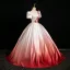 Vintage / Retro Gradient-Color Embroidered Prom Dresses 2024 Ball Gown Scoop Neck Short Sleeve Backless Floor-Length / Long Prom Formal Dresses