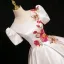 Vintage / Retro Gradient-Color Embroidered Prom Dresses 2024 Ball Gown Scoop Neck Short Sleeve Backless Floor-Length / Long Prom Formal Dresses