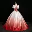 Vintage / Retro Gradient-Color Embroidered Prom Dresses 2024 Ball Gown Scoop Neck Short Sleeve Backless Floor-Length / Long Prom Formal Dresses