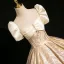 Elegant Gold Ball Gown Prom Dresses 2024 Square Neckline Short Sleeve Backless Floor-Length / Long Prom Formal Dresses