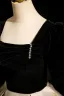 Elegant Black Printing Satin Prom Dresses 2024 Ball Gown Square Neckline Short Sleeve Backless Floor-Length / Long Prom Formal Dresses