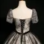 Vintage / Retro Black Ball Gown Prom Dresses 2024 Square Neckline Short Sleeve Backless Floor-Length / Long Prom Formal Dresses