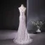Charmant Rougissant Rose Perlage Perle Paillettes Volants en Cascade Fendue devant Robe De Bal 2024 Trompette / Sirène Col Haut Sans Manches Dos Nu Train De Balayage Promo Robe De Ceremonie