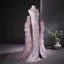 Charmant Rougissant Rose Perlage Perle Paillettes Volants en Cascade Fendue devant Robe De Bal 2024 Trompette / Sirène Col Haut Sans Manches Dos Nu Train De Balayage Promo Robe De Ceremonie