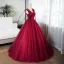 Chic / Beautiful Burgundy Prom Dresses 2024 Ball Gown V-Neck Sleeveless Backless Floor-Length / Long Prom Formal Dresses