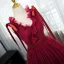 Chic / Beautiful Burgundy Prom Dresses 2024 Ball Gown V-Neck Sleeveless Backless Floor-Length / Long Prom Formal Dresses
