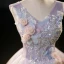 Chic / Beautiful Lavender Beading Sequins Appliques Prom Dresses 2023 Ball Gown V-Neck Sleeveless Backless Floor-Length / Long Prom Formal Dresses