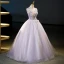 Chic / Beautiful Lavender Beading Sequins Appliques Prom Dresses 2023 Ball Gown V-Neck Sleeveless Backless Floor-Length / Long Prom Formal Dresses