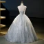 Elegant Grey Glitter Beading Rhinestone Pearl 3D Lace Prom Dresses 2023 Ball Gown Scoop Neck Sleeveless Backless Floor-Length / Long Prom
