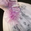 Chic / Beautiful Blushing Pink Pearl Lace Flower Laser Appliques Sequins Prom Dresses 2023 Ball Gown V-Neck Sleeveless Backless Floor-Length / Long Prom Formal Dresses