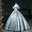 Élégant Vert Citron Satin Robe De Bal 2026 Robe Boule De l'épaule Manches Courtes Dos Nu Longue Robe De Ceremonie