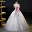 Chic / Beautiful Blushing Pink Pearl Lace Flower Laser Appliques Sequins Prom Dresses 2023 Ball Gown V-Neck Sleeveless Backless Floor-Length / Long Prom Formal Dresses