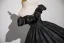 Vintage / Retro Black Glitter Prom Dresses 2024 Ball Gown Off-The-Shoulder Short Sleeve Backless Floor-Length / Long Prom Formal Dresses