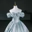 Élégant Vert Citron Satin Robe De Bal 2026 Robe Boule De l'épaule Manches Courtes Dos Nu Longue Robe De Ceremonie