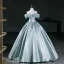 Élégant Vert Citron Satin Robe De Bal 2026 Robe Boule De l'épaule Manches Courtes Dos Nu Longue Robe De Ceremonie