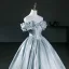 Élégant Vert Citron Satin Robe De Bal 2026 Robe Boule De l'épaule Manches Courtes Dos Nu Longue Robe De Ceremonie