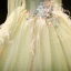 Chic / Beautiful Sage Green Appliques Beading Sequins Tassel Prom Dresses 2023 Ball Gown Scoop Neck Long Sleeve Backless Floor-Length / Long Prom Formal Dresses