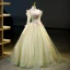 Chic / Beautiful Sage Green Appliques Beading Sequins Tassel Prom Dresses 2023 Ball Gown Scoop Neck Long Sleeve Backless Floor-Length / Long Prom Formal Dresses