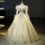 Chic / Beautiful Sage Green Appliques Beading Sequins Tassel Prom Dresses 2023 Ball Gown Scoop Neck Long Sleeve Backless Floor-Length / Long Prom Formal Dresses