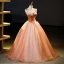 Chic / Belle Orange Perlage Paillettes En Dentelle Fleur Robe De Bal 2023 Robe Boule Encolure Carrée Sans Manches Dos Nu Longue Promo Robe De Ceremonie