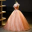 Chic / Belle Orange Perlage Paillettes En Dentelle Fleur Robe De Bal 2023 Robe Boule Encolure Carrée Sans Manches Dos Nu Longue Promo Robe De Ceremonie