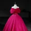 Elegant Fuchsia Beading Prom Dresses 2026 Ball Gown Strapless Sleeveless Backless Floor-Length / Long Formal Dresses