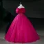 Elegant Fuchsia Beading Prom Dresses 2026 Ball Gown Strapless Sleeveless Backless Floor-Length / Long Formal Dresses