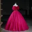 Elegant Fuchsia Beading Prom Dresses 2026 Ball Gown Strapless Sleeveless Backless Floor-Length / Long Formal Dresses