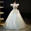 Flower Fairy Sage Green Beading Lace Flower Appliques Sequins Prom Dresses 2023 Ball Gown Off-The-Shoulder Sleeveless Backless Floor-Length / Long Prom Formal Dresses
