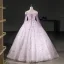 Elegant Lavender Beading Sequins Butterfly Prom Dresses 2026 Ball Gown Off-The-Shoulder Long Sleeve Backless Floor-Length / Long Formal Dresses