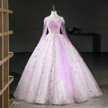 Elegante Lavendel Kralen Pailletten Vlinder Galajurken 2026 Baljurk Uit De Schouder Lange Mouwen Ruglooze Lange Gelegenheid Jurken