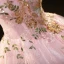 Elegant Blushing Pink Beading Sequins Lace Flower Prom Dresses 2023 Ball Gown Off-The-Shoulder Sleeveless Backless Floor-Length / Long Prom Formal Dresses