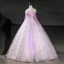 Elegant Lavender Beading Sequins Butterfly Prom Dresses 2026 Ball Gown Off-The-Shoulder Long Sleeve Backless Floor-Length / Long Formal Dresses