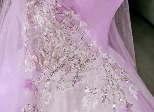 Elegant Lavender Beading Sequins Butterfly Prom Dresses 2026 Ball Gown Off-The-Shoulder Long Sleeve Backless Floor-Length / Long Formal Dresses